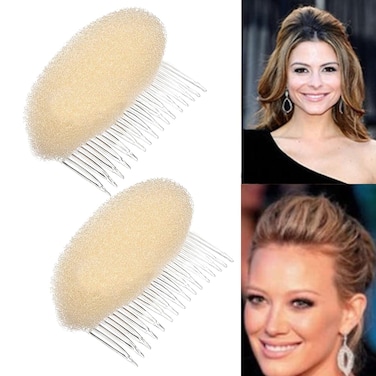 2Pcs Charming Bump It Up Volume Inserts Hair Comb Do Beehive Hair Style Tool Hair Comb Do Beehive Hair Base Styling Accessories for Women Lady Girl Beige