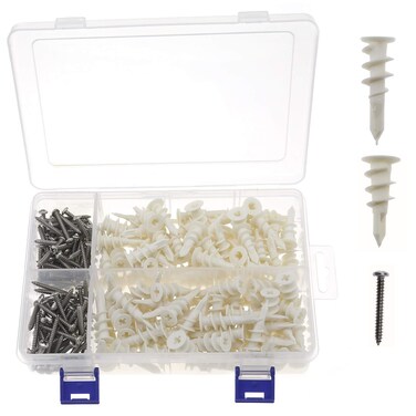 SING F LTD 13x42mm  15x33mm Plastic Self Drilling Anchor Plasterboard Hollow Wall Fixing Anchors with SelfTapping Screws Kit