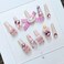 Y2K Pink Rabbit Rhinestone Heart Press on Nails Long Ballet Trapezoid Fake Nails