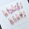 Y2K Pink Rabbit Rhinestone Heart Press on Nails Long Ballet Trapezoid Fake Nails