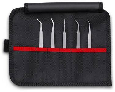Knipex  5 Pc Stainless Steel Tweezers Set in Tool Roll SMD 920003