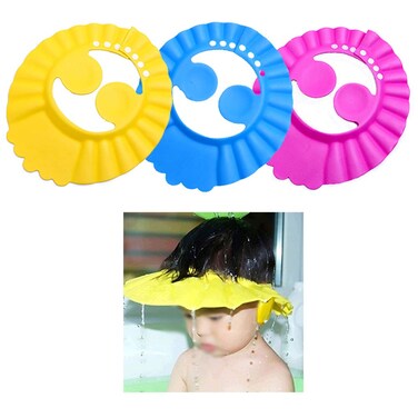 Baby Shower Shampoo Bath Protection Cap Waterproof Ear Protection Eye Protection 3 Pieces Soft Cap Adjustable Bathroom Sun Visor Suitable for 0310 Years Old