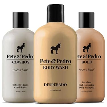 Pete  Pedro BAD BOY KIT  Mucho Macho Manly Mens Bodywash  Haircare Set  Bold Shampoo Cowboy Conditioner and Desperado Body Wash  As Seen on Shark Tank Set of 3 Products
