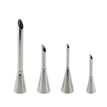DGHAOP Cake Cream Puff Icing Piping Nozzle Tips 4 in 1 304 Stainless Steel Cream Piping Tip Nozzles Kit for Candy Fondant Baking Cake Decorating