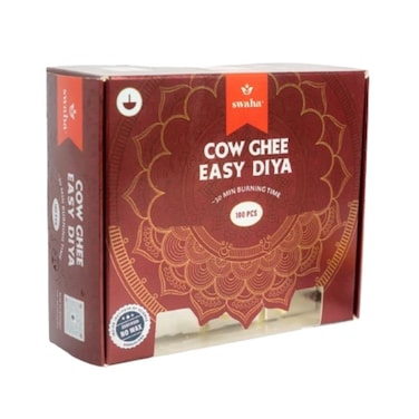 Swaha Easy Diya ghee WicksDiya batti 100 Pieces 30 min Burning time Wax Free clarified Butter Wicks for Puja Yoga  Meditation  Pack of 1
