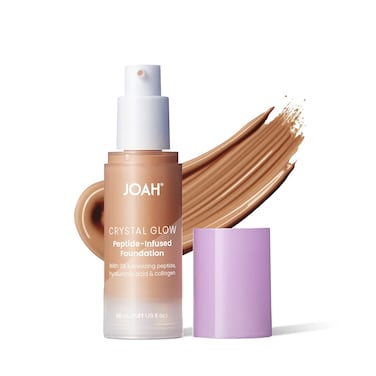 JOAH Crystal Glow PeptideInfused Foundation 2in1 Multitasking Korean Makeup with Blurring Face Primer Luminizer Hydration  Skin Defense for a Flawless Finish 101 Oz Tan Warm