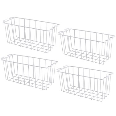 Orgneas Chest Freezer Baskets 165 Freezer Organizer Bins Deep Freezer Storage Bins Metal Wire Baskets with Hanging Handles 4Pcs