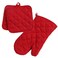 Home Collection Red 3pc Set Oven Mitt  Potholders