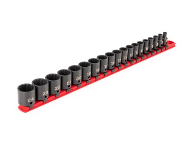 TEKTON 38 Inch Drive 12Point Impact Socket Set with Rail 19Piece 624 mm  SID91114