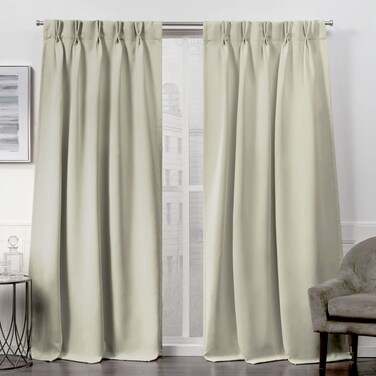 Exclusive Home Sateen Twill Woven Room Darkening Blackout Pinch PleatHidden Tab Top Curtain Panel Pair 84 Length Linen