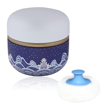 WEMEGA Body Powder Case with Powder Puff Powder Container Tea Box for Baby and Women Powder Puff and Powder Case for Travel Blue Sea