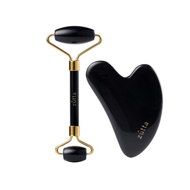 ZUTTA Jade Roller  Gua Sha Facial Roller  Massage Gua Sha Stone Face Sculpting Tool  Massage Jawline Cheek Muscle  Face Lifter Natural Black Obsidian Relaxes Muscles  Improves Circulation