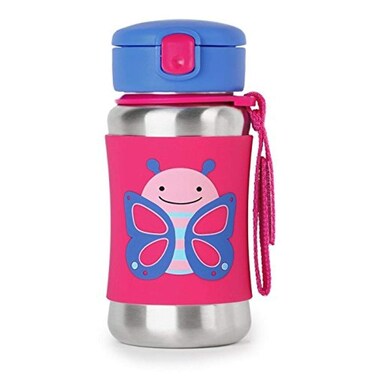 Skip Hop Toddler Sippy Cup with Straw Zoo Stainless Steel Straw Bottle Butterfly