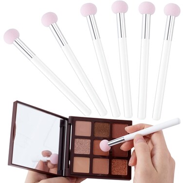 PAGOW 6pcs Sponge Makeup Applicator With Handle Sponge Eyeshadow Applicators Makeup Eyeshadow Sponge Brush Cotton Eye Makeup Eyeshadow Brushes for Women Girls 45 inch Long Washable