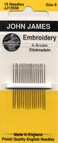 Colonial Needle John James Embroidery Hand Needles Size 8 16Pkg