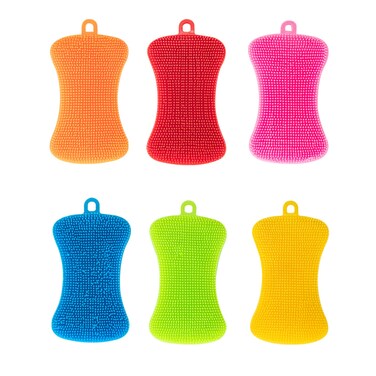 Silicone Sponge Dish Washing Kitchen Scrubber 6 Pack Reusable Dish Washing Cleaning Sponges DoubleSided Multipurpose Non Stick Silicone Dish Sponges for Dishes Fruit Vegetable Multicolor