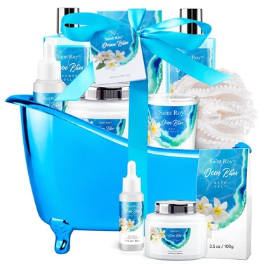 Birthday Gifts for Women Luxury Home Spa Kit 8pcs Bath Gift Set Ocean  Vanilla Gift Baskets for Women Unique with Bath Bombs Sea Salt Scented Candle Body Lotion
