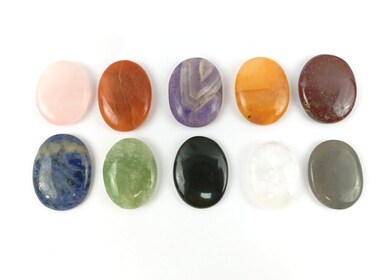 Jet Chakra Stone Set Oval 10 Crystal Healing Spiritual Decor Reiki Crystal Product Therapy Balancing Gift Art Massage Stone Meditation Approx 115 Inch