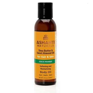 Ashanti Naturals Shea and Sweet Almond Oil for Hair and Body Moisturizing Pure Body Oil for Dry Skin Scalp and Hair Fragrance Coco Mango 4 oz