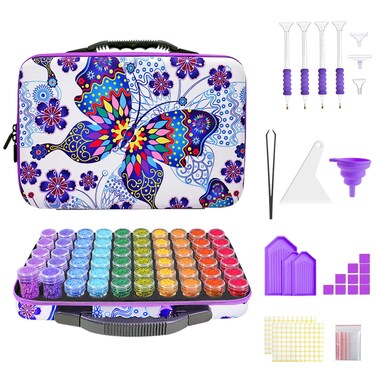 ZORETCO Diamond Painting Storage Case60 Slots Diamond Art Kits with Accessories for Craft Jewelry Beads Organizer Boxes