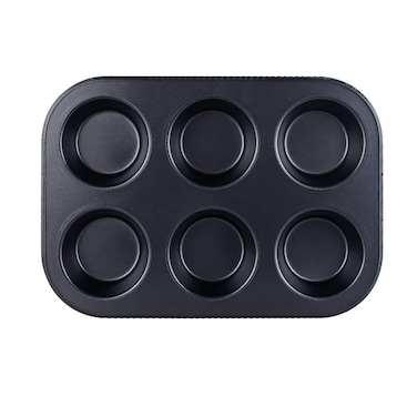 TWSCVC 6 Cup Muffin  Cupcake Pan Nonstick Brownie Pan Heavy Duty Carbon Steel Bake for Oven Baking Gray