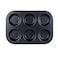 TWSCVC 6 Cup Muffin  Cupcake Pan Nonstick Brownie Pan Heavy Duty Carbon Steel Bake for Oven Baking Gray