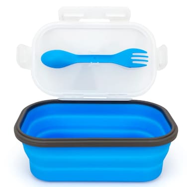 Lunbengo Collapsible Lunch Box Containers Silicone Bento Box with Airtight Lid and 2 in1 Spoon  Fork 1000ml Large Portion Reusable Silicone Food Storage Container Microwave Dishwasher Safe