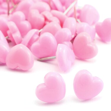 Lind Kitchen 100pcs Heart Shape Push Pins for Home School Office Notice Board Cork BoardCute Thumbtacks Tacks Decorative Pushpins Accessories Supplies Pink