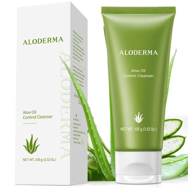 Aloderma Oil Controlling Facial Cleanser Made within 12 Hours of Harvest with Organic Aloe Vera  Clear Breakouts  Wintergreen to Help Purify  Deeeply Cleanse Pores  Calming Aloe Facial Wash 35oz