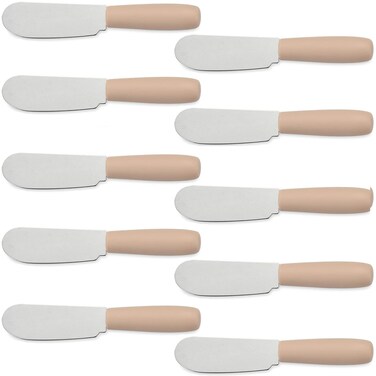 Dadamong 10 Pieces Cheese Spreader Set Multipurpose Stainless Steel Mini Butter Spreader Knives with Plastic Handle Bread Sandwich Cream Cheese Condiment Knives 4 Inches Small Size