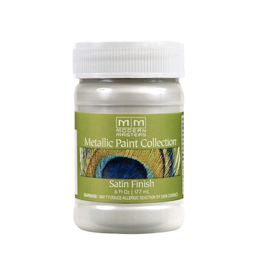 6 oz Modern Masters ME196 Pearl White Metallic Paint Collection Satin WaterBased Decorative Metallic Paint
