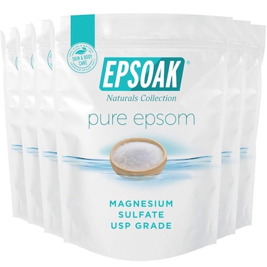Epsoak Epsom Salt 12 lb Magnesium Sulfate USP Qty 2 x 6lb Bags Resealable Epsom Salt Bulk Bags Unscented Made in The USA CrueltyFree Certified