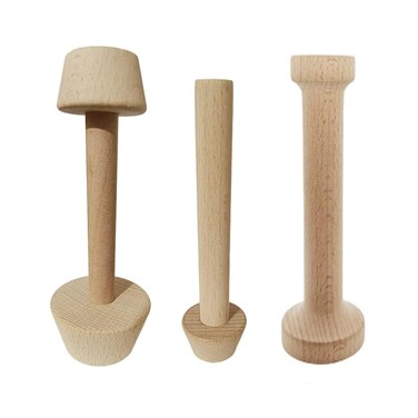 3Pcs Tart Tamper SetDouble Sided Wooden Tart Tamper Set DIY Wooden Removable Dough Molding Presser Baking tool for Mini Egg Tart Cheesecakes and Dessert Baking