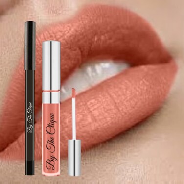 By The Clique Premium Matte Liquid Lipstick and Liner Set  Sun Kissed  Soft Peach Tinted Nude  Long Lasting Ultra Wear  Perfect Texture  CrueltyFree  Vegan  Gluten Free