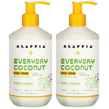 Alaffia Everyday Coconut Face Cream Skin Care with Virgin Coconut Oil Moisturizer for Firmness  Elasticity Helps Reduce the Appearance of Lines  Wrinkles Purely Coconut 2 Pack  12 Fl Oz Ea