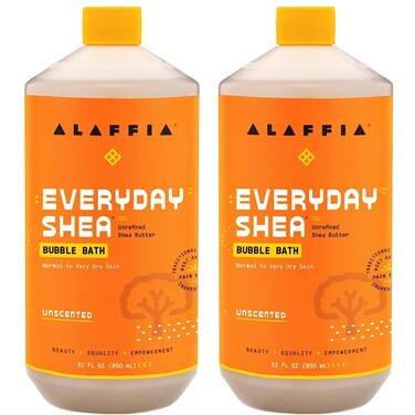 Alaffia Everyday Shea Bubble Bath Cleanse Soothe  Moisturize Skin Made with Fair Trade Shea Butter Cruelty Free No Parabens Vegan Unscented 2 Pack  32 Fl Oz Ea