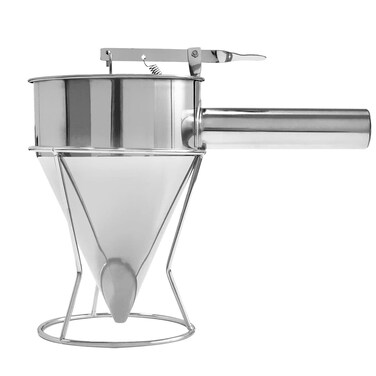 Stainless Steel Pancake Batter Dispenser Funnel Dispenser with Stand Kitchen Must Have Tool for Perfect Pancakes Cupcake Waffle Muffin Mix Cake  Crepe Easy Pour Baking Supplies for Griddle