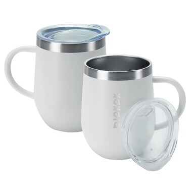BJPKPK 2 pcs Insulated Coffee Mug 12 oz Stainless Steel Insulated Coffee Tumbler with Lid for Hot Drinks  Cold DrinksWhite