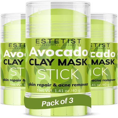 Avocado Clay Mask Stick Set Deep Pore Cleanser Blackhead Remover Replenishing Moisture Oil Control and Balance Skin Detoxifying AntiAcne Treatment Skin Care for All Skin Types Pack of 3