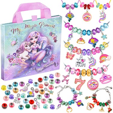 Charm Bracelet Making Kit  UnicornMermaid Girl Toy ideal Crafts for Ages 812 Girls who Inspire Imagination and Create Magic with Art Set and Jewelry Making Kit