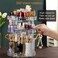 Argox 360 Rotating Makeup Organizer Clear Cosmetic Storage Display Case with Layers and Detachable Shelves for Bedroom Dresser Top Divided  Diamond Pattern