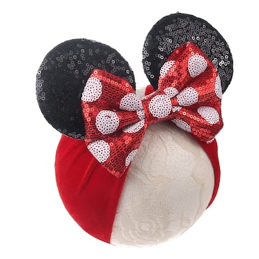 JIAHANG Baby Girl Mouse Ears Headwrap with Sequin Polka Dot Bow Velvet Turban Hairband Hair Bow Headband for Toddler Kids Party Supplies