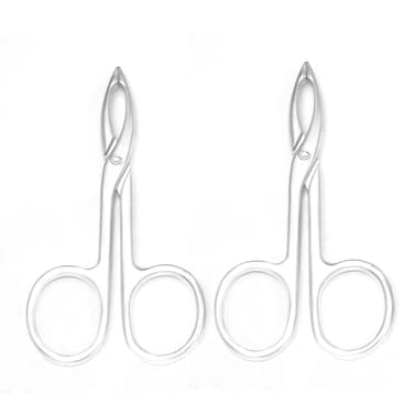 Motanar 2 Pieces Tweezers Scissor Handle Straight Tip Scissor Shaped Eyebrows Tweezers for Hair Plucker Remover Facial Hair Eyebrows Care Silver