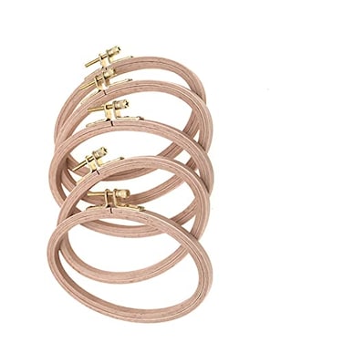 BWRMHME 4 X 6 Inch Wood Oval Embroidery Hoops Set of 5 Cross Stitch Wooden Hoop Quilting Hoops Craft Tool 16X10 cm