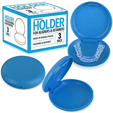 IMPRESA 3 Pack Retainer Case Set Intended for Invisalign Teeth Aligner  Slim PocketSized Aligner Case to Take Anywhere  Retainer Cases for Secure Close  Easy Open  Retainer Holder