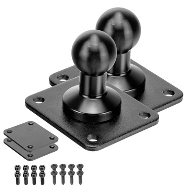 Tackform Two Pack  Aluminum AMPS Pattern Drill Base Mount with Aluminum 20mm Ball Mount and Install Kit