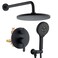Lavatrum Matte Black Shower Faucet Set Wall Mount Rain Shower System 10 Inches and Handheld Shower Head Combination Included Roughin Valve and Trim Kit