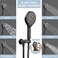 Lavatrum Matte Black Shower Faucet Set Wall Mount Rain Shower System 10 Inches and Handheld Shower Head Combination Included Roughin Valve and Trim Kit