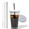 Reusable Iced Coffee Cup 16 OzGrande Leak Proof and Double Wall Insulated Iced Coffee Tumbler Come with Reusable Plastic and Metal Straws and Straw Cleaner
