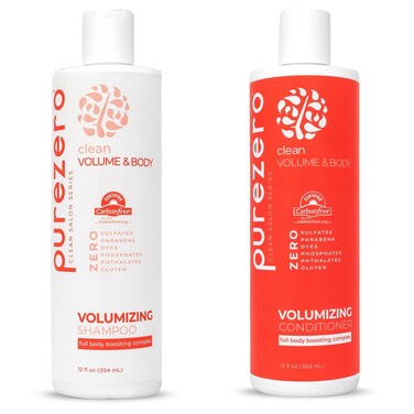 Purezero Volumizing Shampoo and Conditioner Set  Add Volume  Body  Zero SulfatesParabensDyes 100 Vegan  CrueltyFree  Great for Color Treated Hair